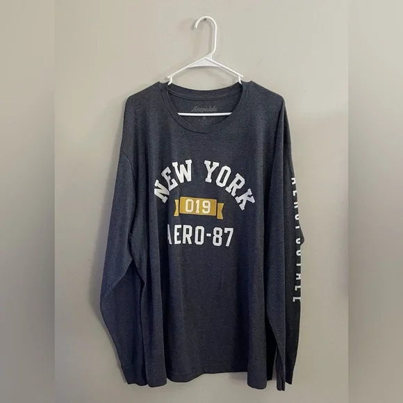 Aeropostale Men's Charcoal Long Sleeve Tee Casual Fall School - Picture 2 of 6